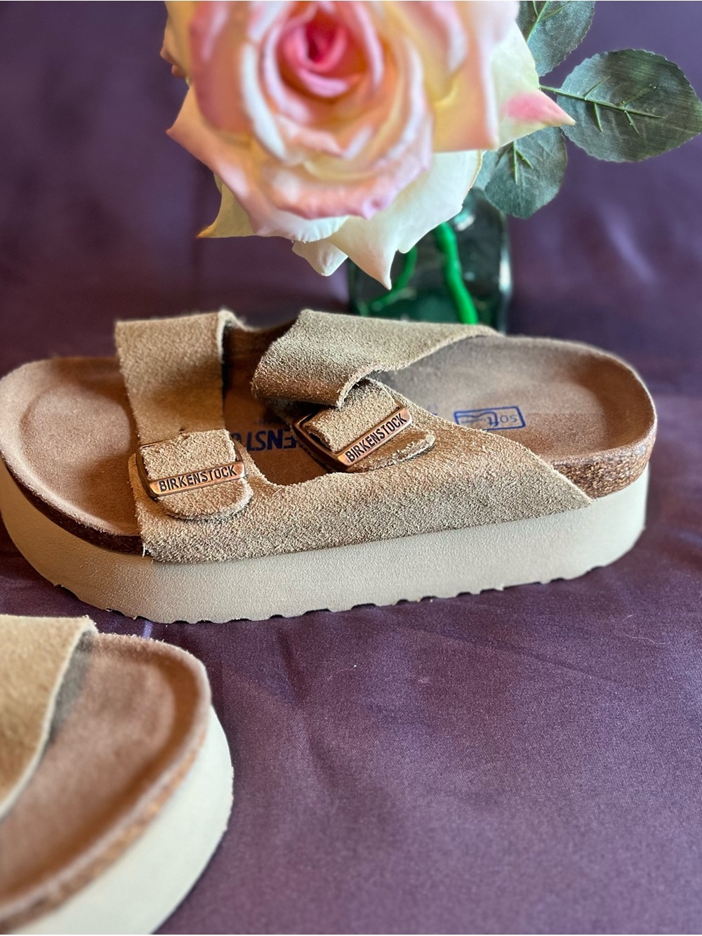 Birkenstock Arizona Suede Double-Strap Sandal - Brown Size 38- 7.5 - Picture 3 of 7